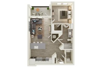 A3 - One Bedroom, One Bathroom 9-312 floor plan